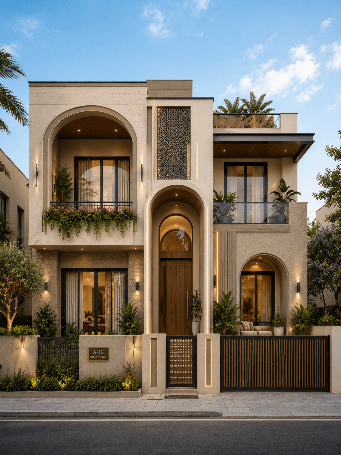 Luxury Arched G+1 House Design with Grand Entrance