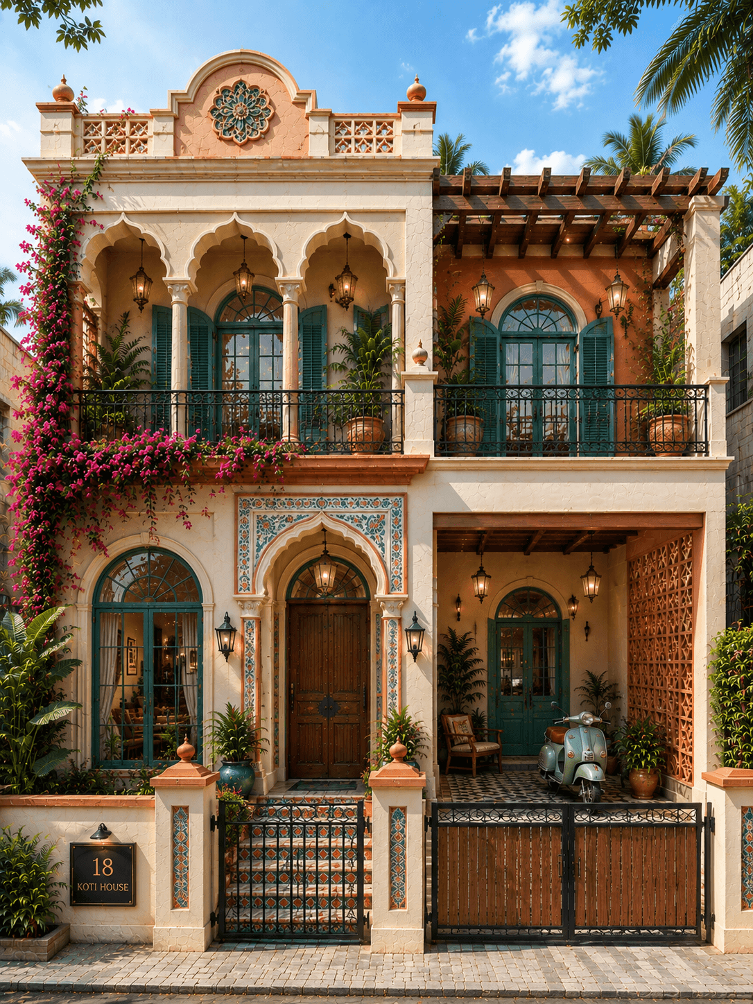 Luxury Colonial Havana G+1 House Design - Alternate Facade