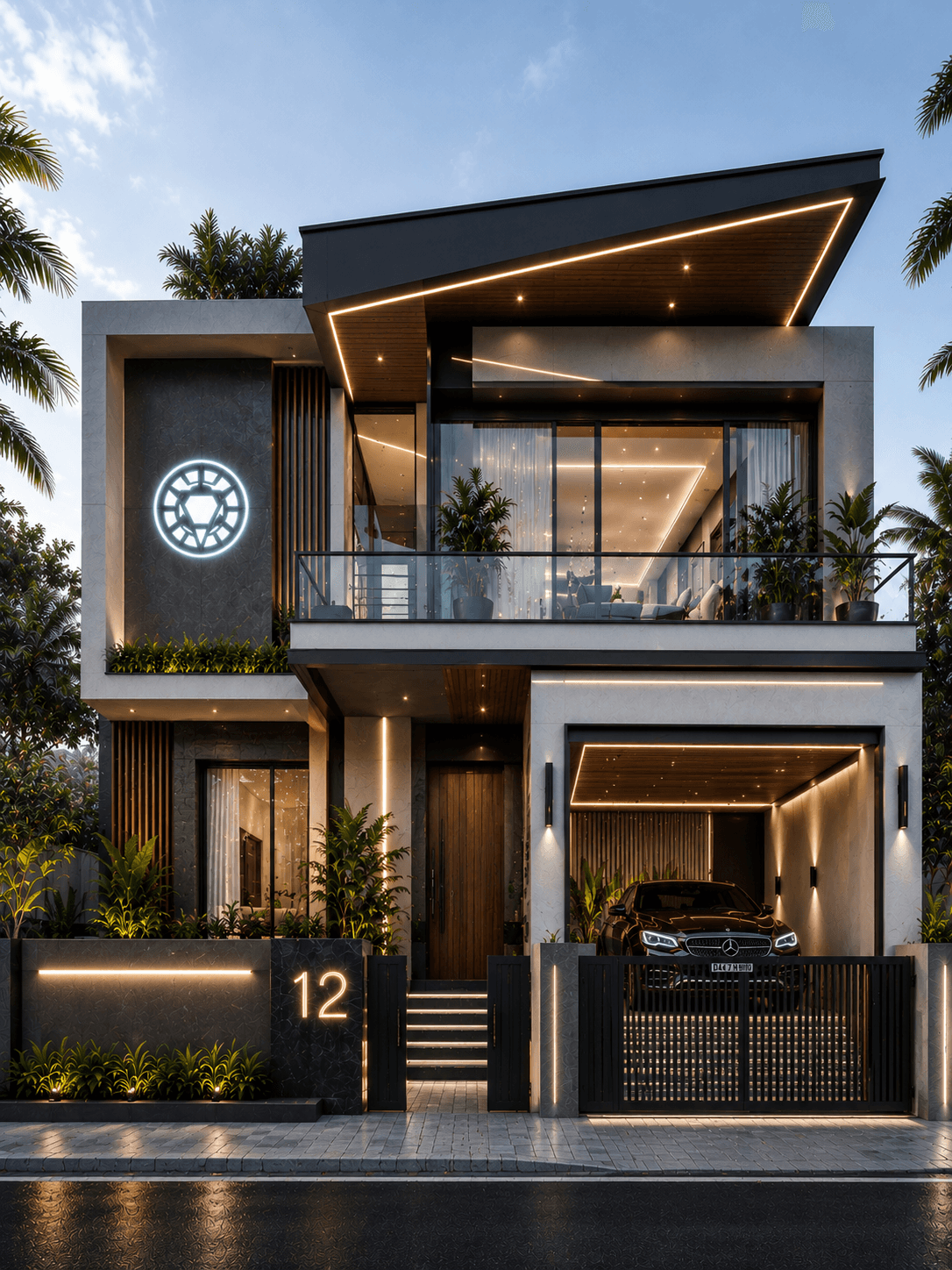 Luxury Futuristic Smart Home Design (G+1) - Alternate Facade