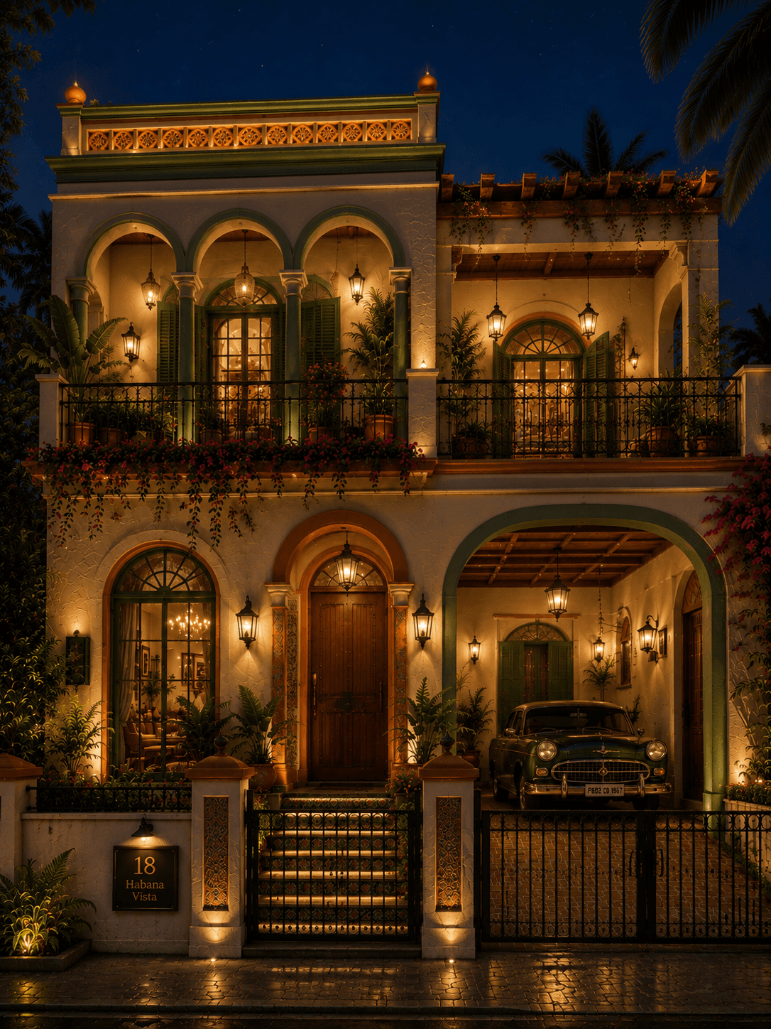 Luxury Havana Vista G+1 House Design - Night View