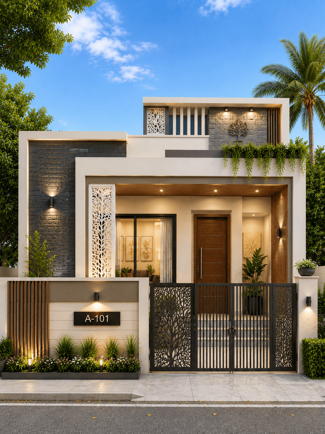 Modern Flat Roof Ground Floor House Design - Alternate Facade